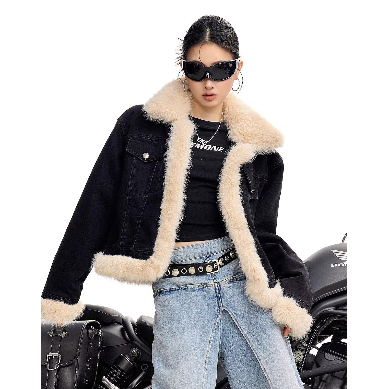 Fur Collar Denim Jacket IC9121