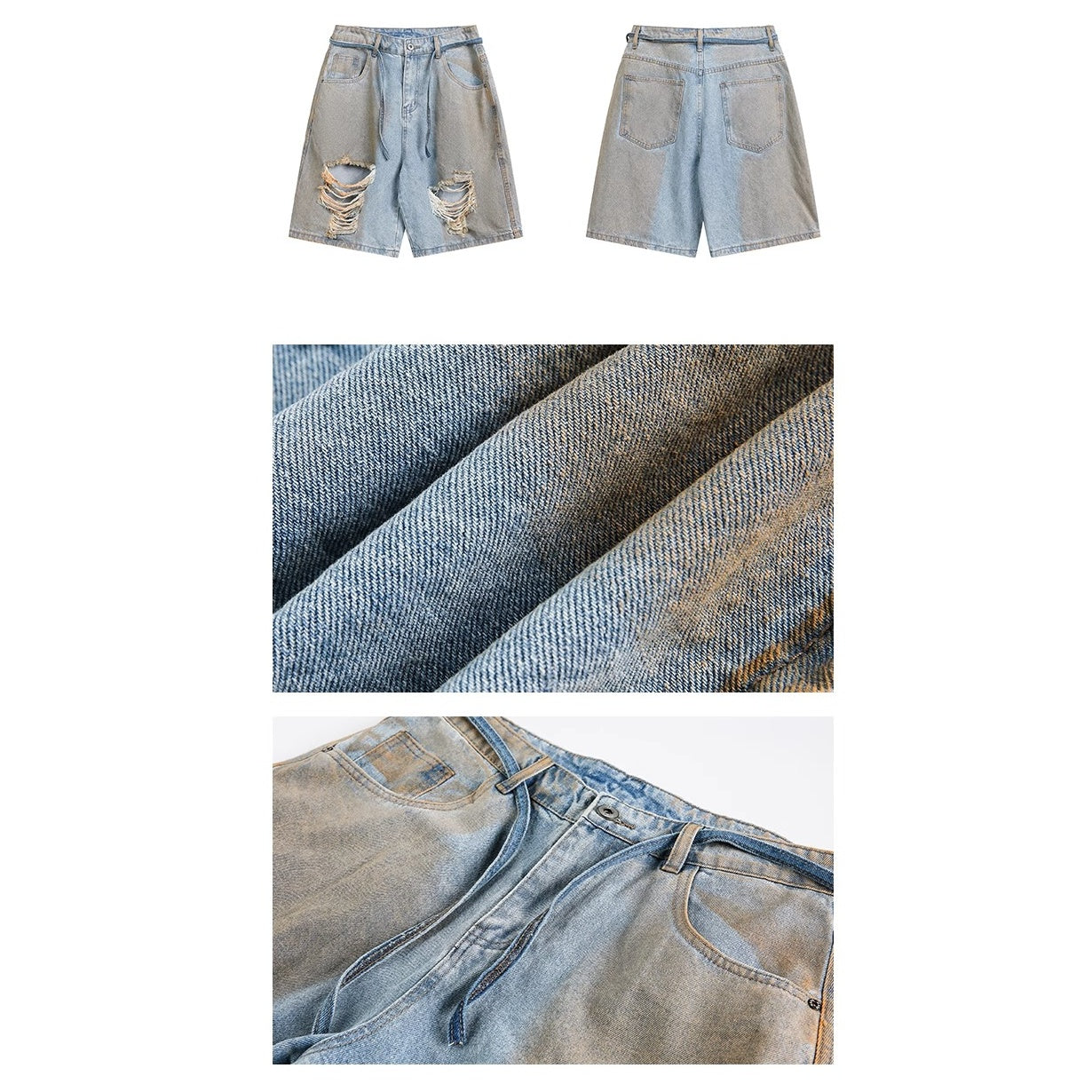 Heavy Wash Frayed Denim Shorts MW10158