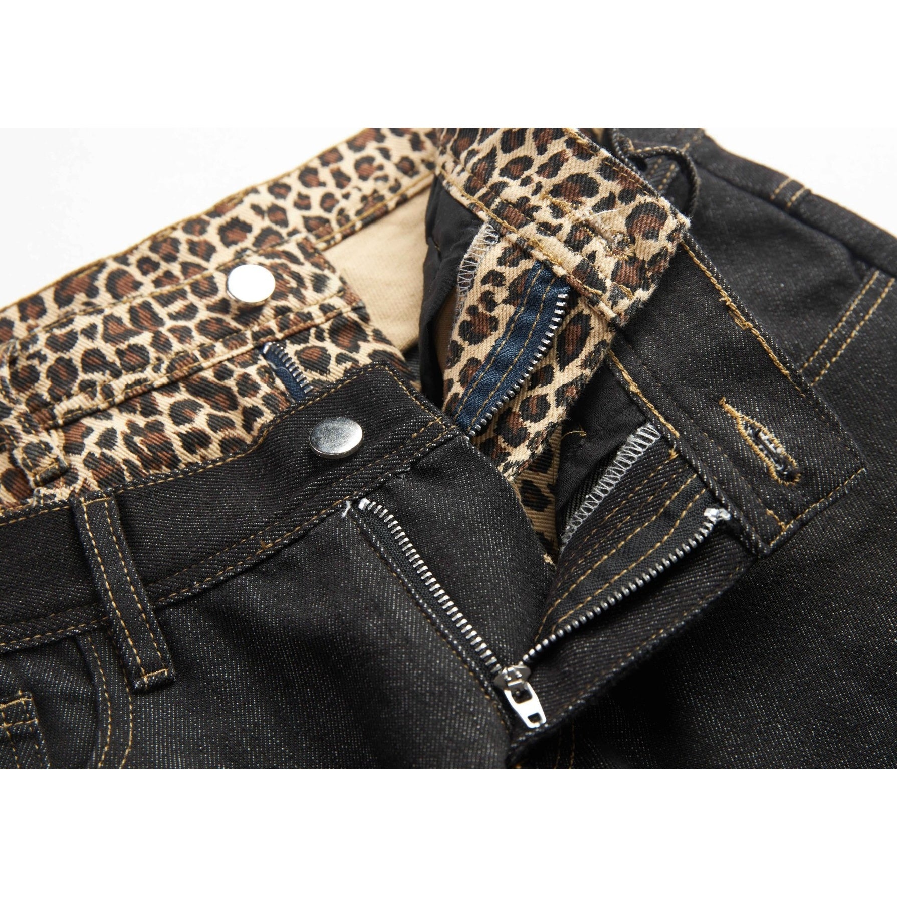 Leopard Print Double-Waist Loose Jeans MW10166