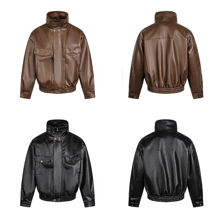 PU Leather Wide Silhouette Biker Jacket OS2024