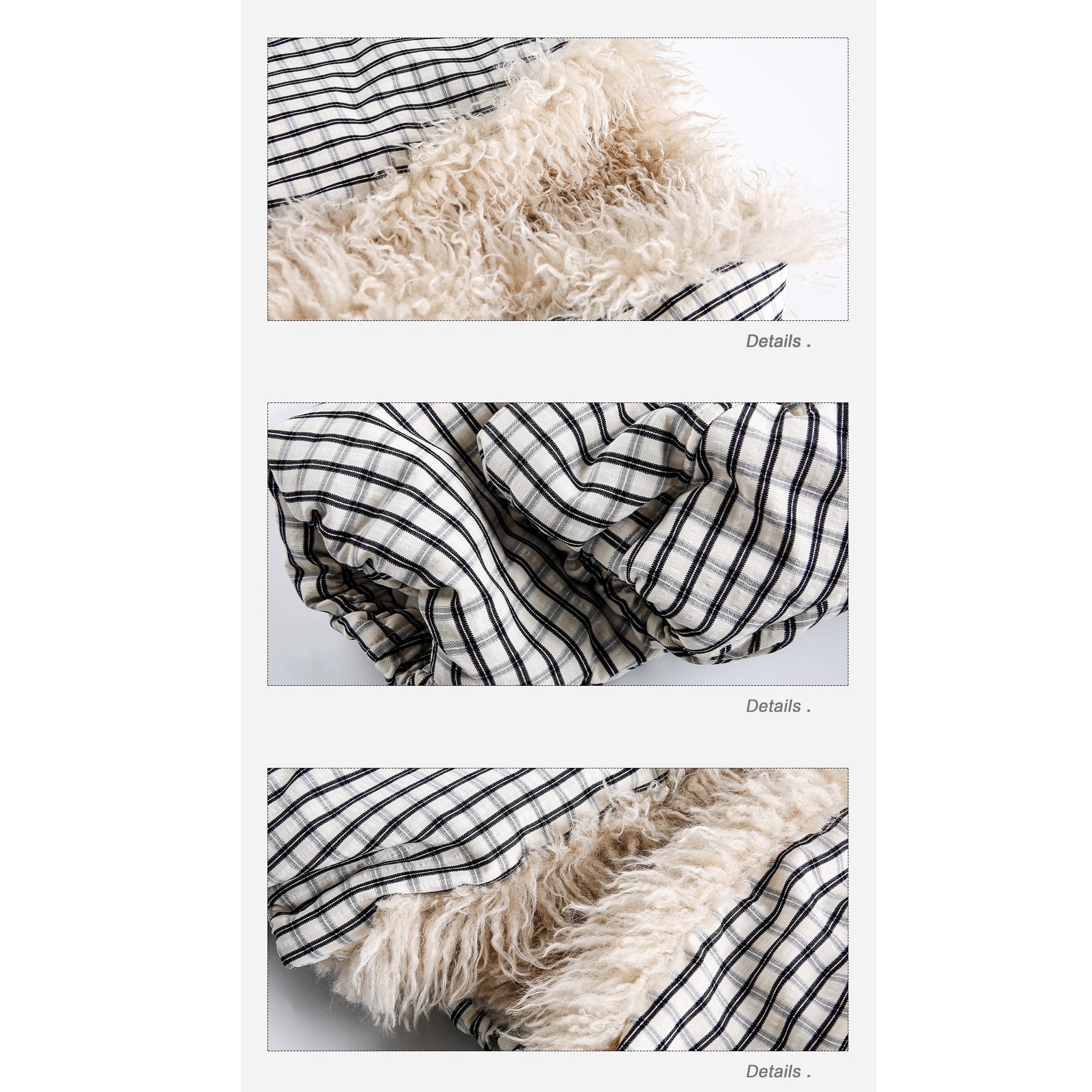 Plaid Fur No-Collar Padded Jacket EZ292