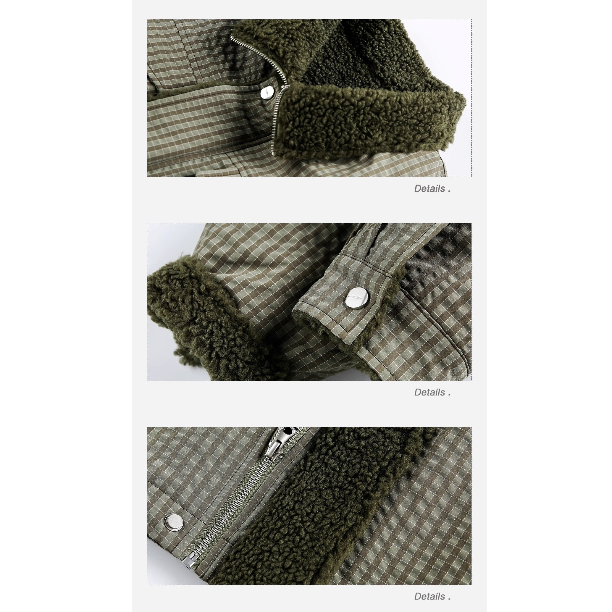 Fluffy Plaid Cargo Pocket Padded Jacket EZ284