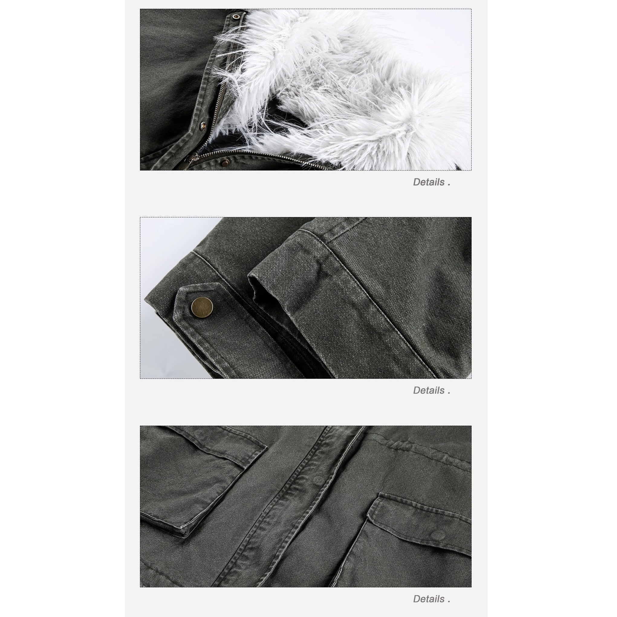 Hairy Stand Collar Washed Work Jacket EZ282