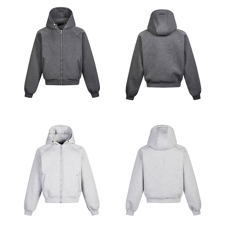 Switching Design Loose Zip Hooded Jacket OS2031