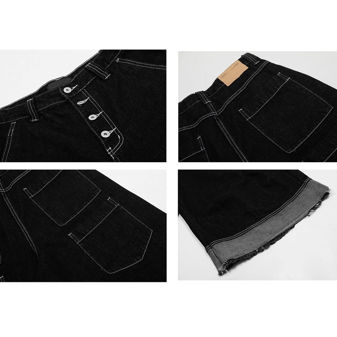 Single-breasted Raw Cropped Wide Jeans MN9020