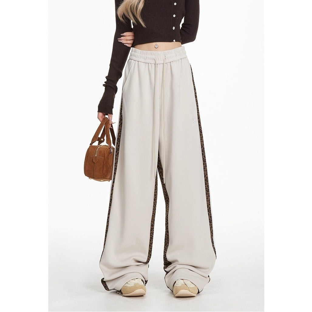 Side Line Leopard Print Panel Sweat Pants MW10280