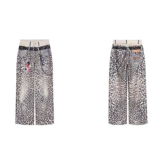 Double Waist Leopard Print Jeans VI2013