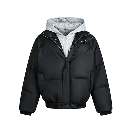 Contrast Color Hooded PU Leather Jacket EZ286