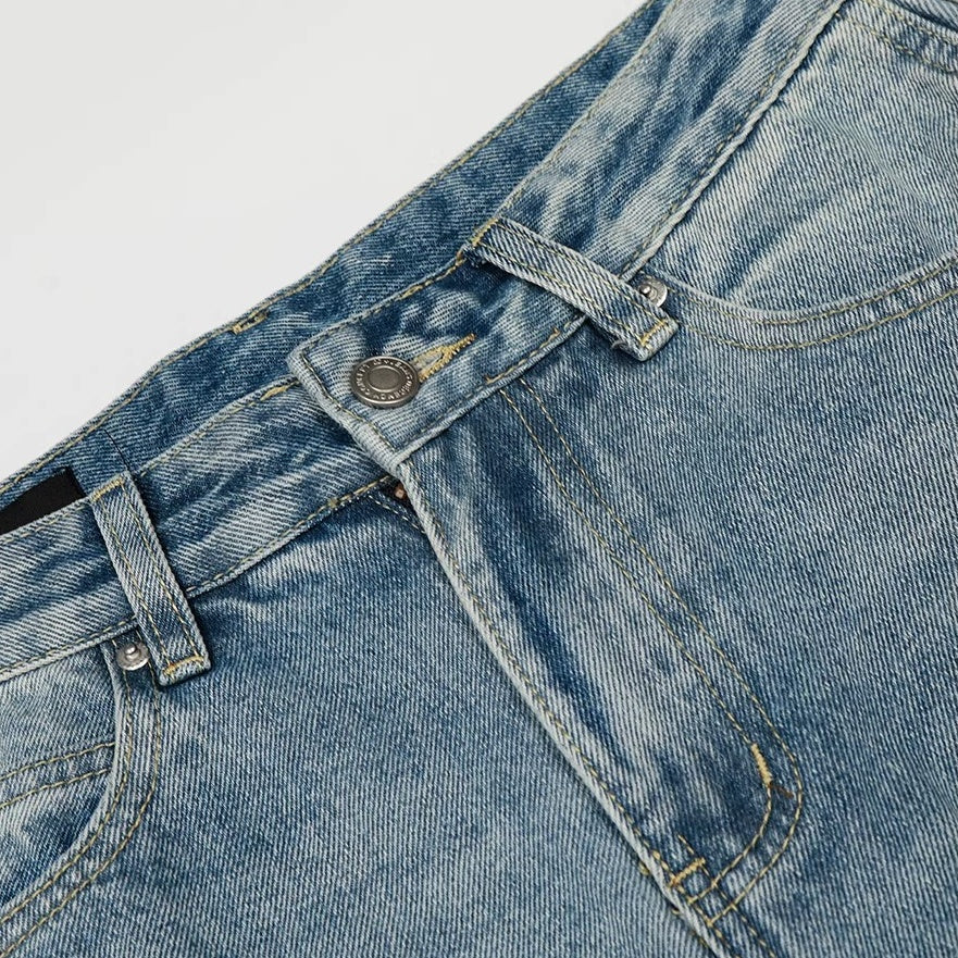 Three-bar Washed Distressed Loose Jeans MR8028