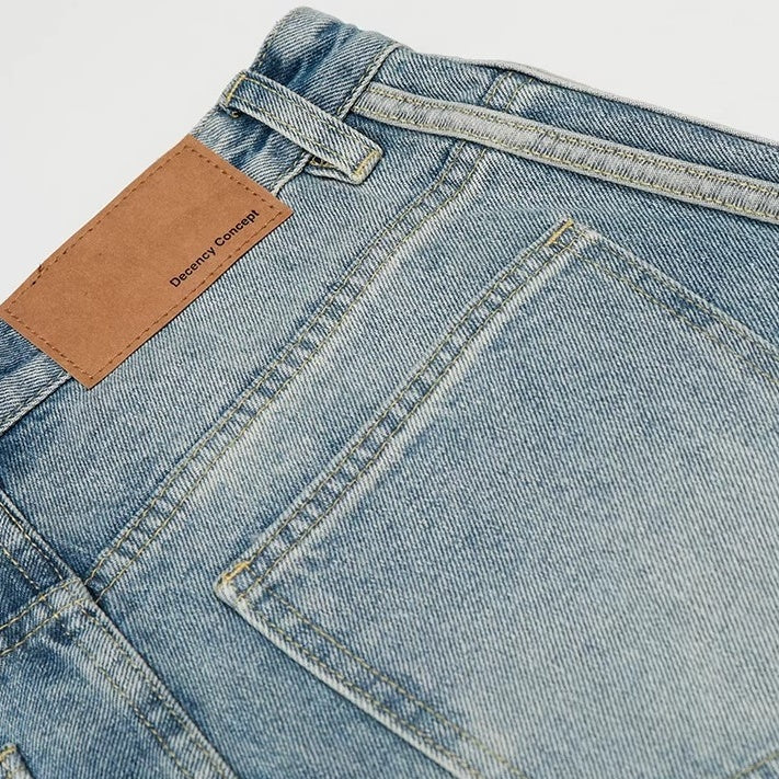 Three-bar Washed Distressed Loose Jeans MR8028