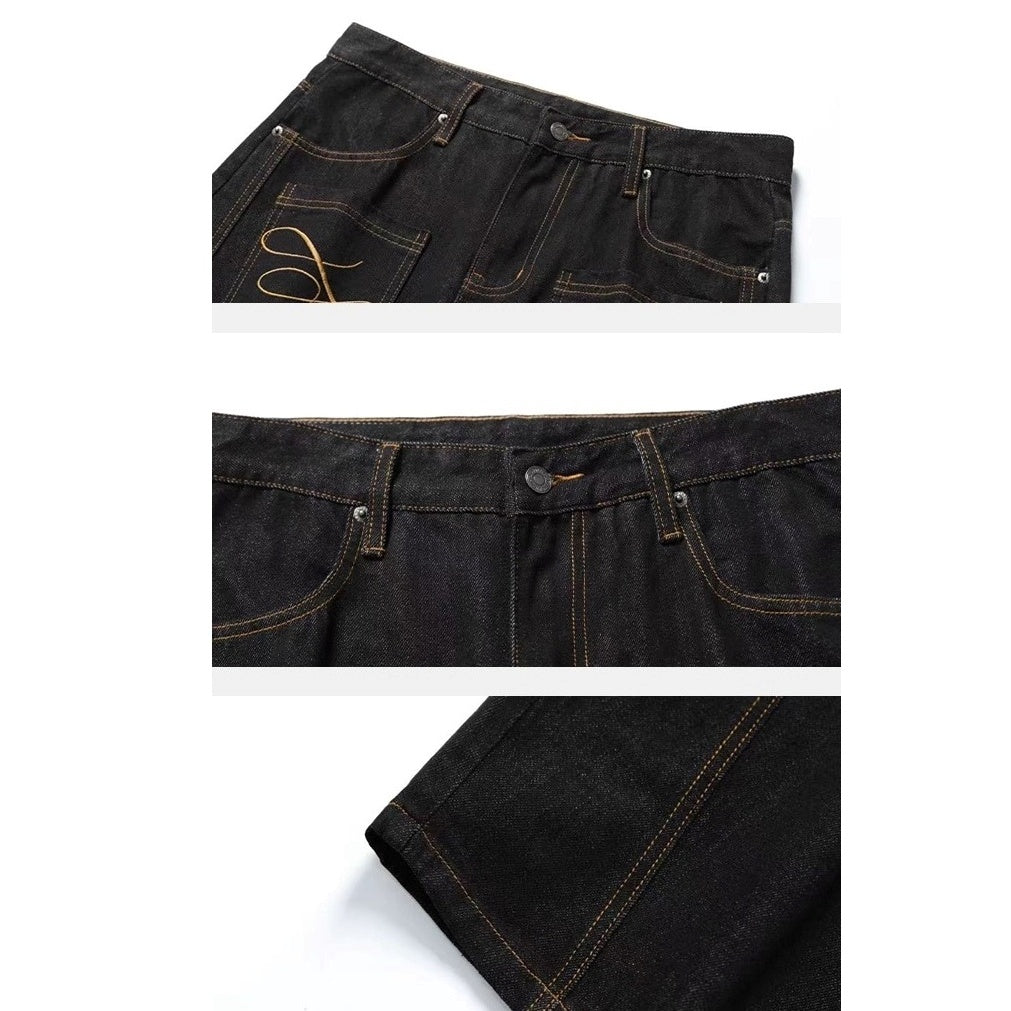 Reverse Embroidered Pockets Wide-Leg Jeans AC7156