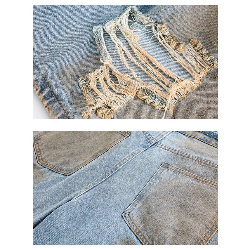 Heavy Wash Frayed Denim Shorts MW10158