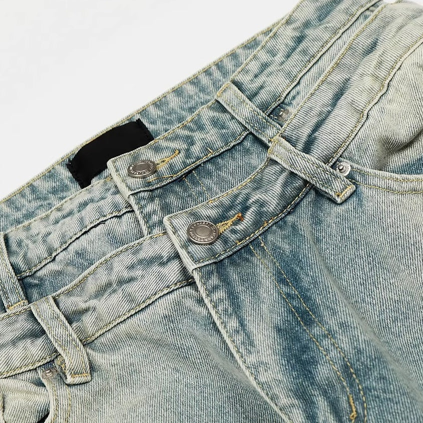 Double Waist Washed Loose Curve Jeans MR8029