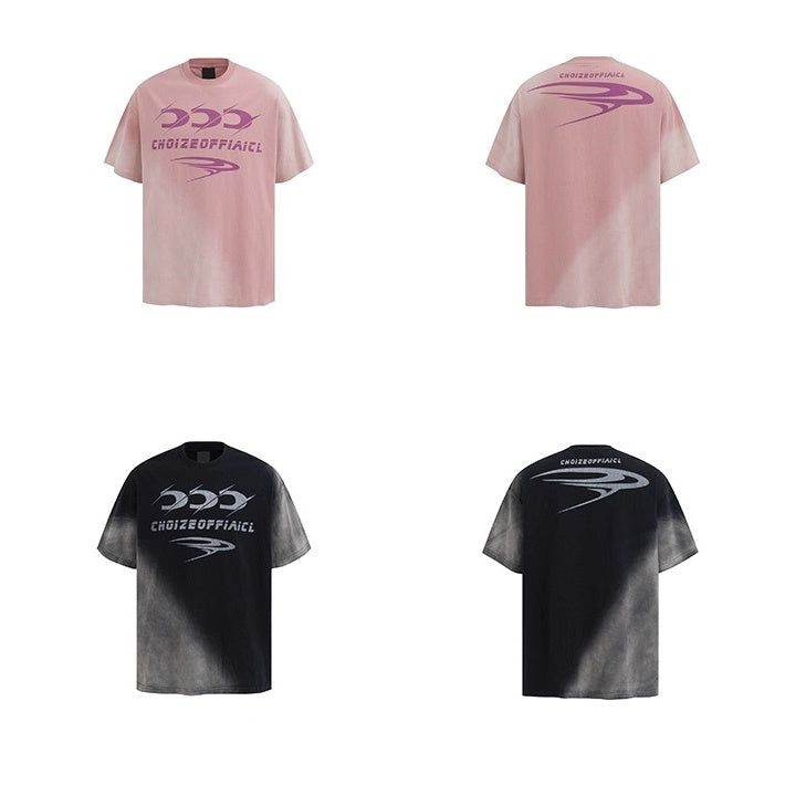 Wash Gradient Letter T-Shirt VI2001