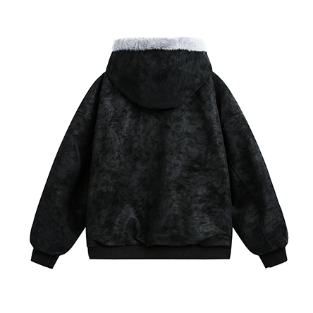 Carving Fur Collar Hooded Zip Jacket EZ300