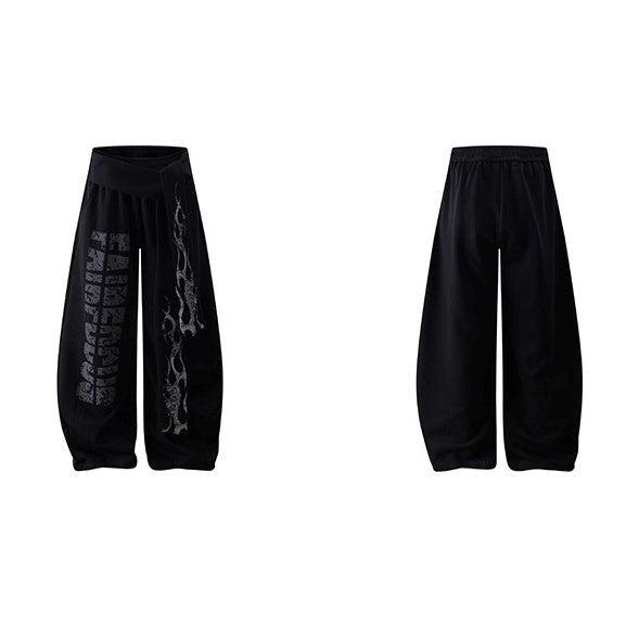 Flame Print Loose Wide-leg Sweatpants VI2010