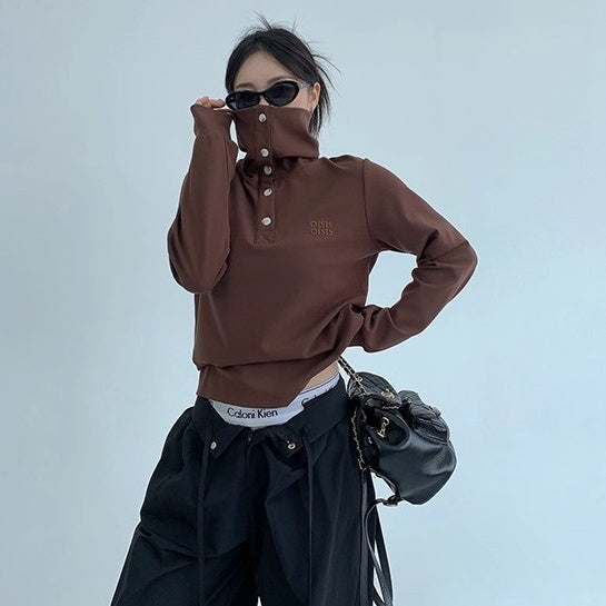 2Way High-Neck Slim Long Sleeve Cutsew OS2038