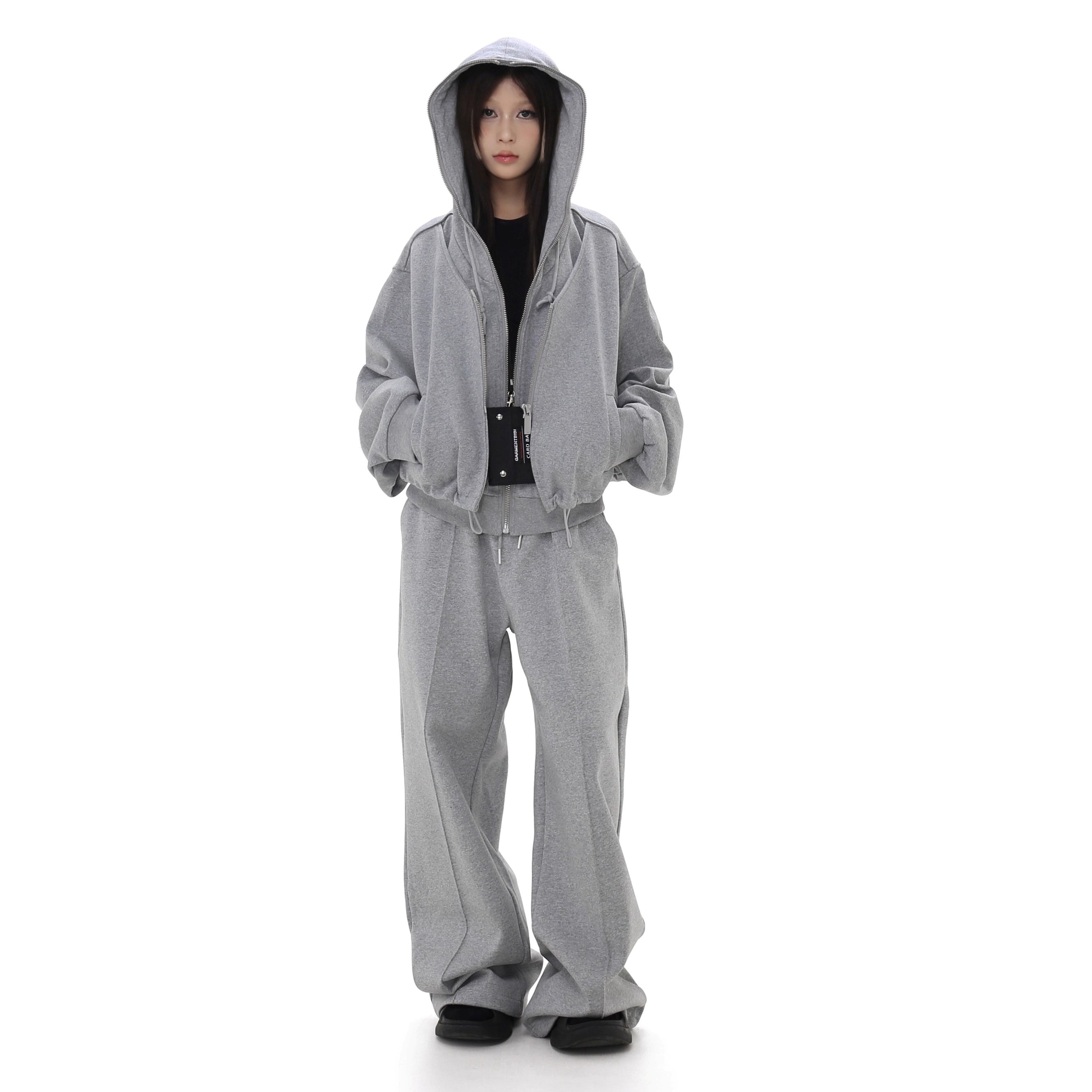 Full Zip Layered Design Hooded Parka GB7036