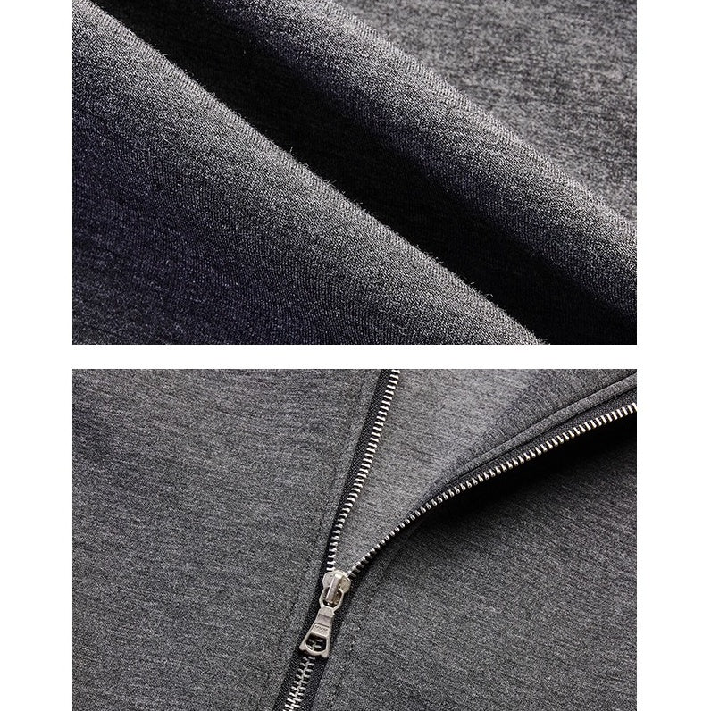 Switching Design Loose Zip Hooded Jacket OS2031