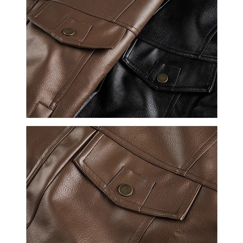 PU Leather Wide Silhouette Biker Jacket OS2024