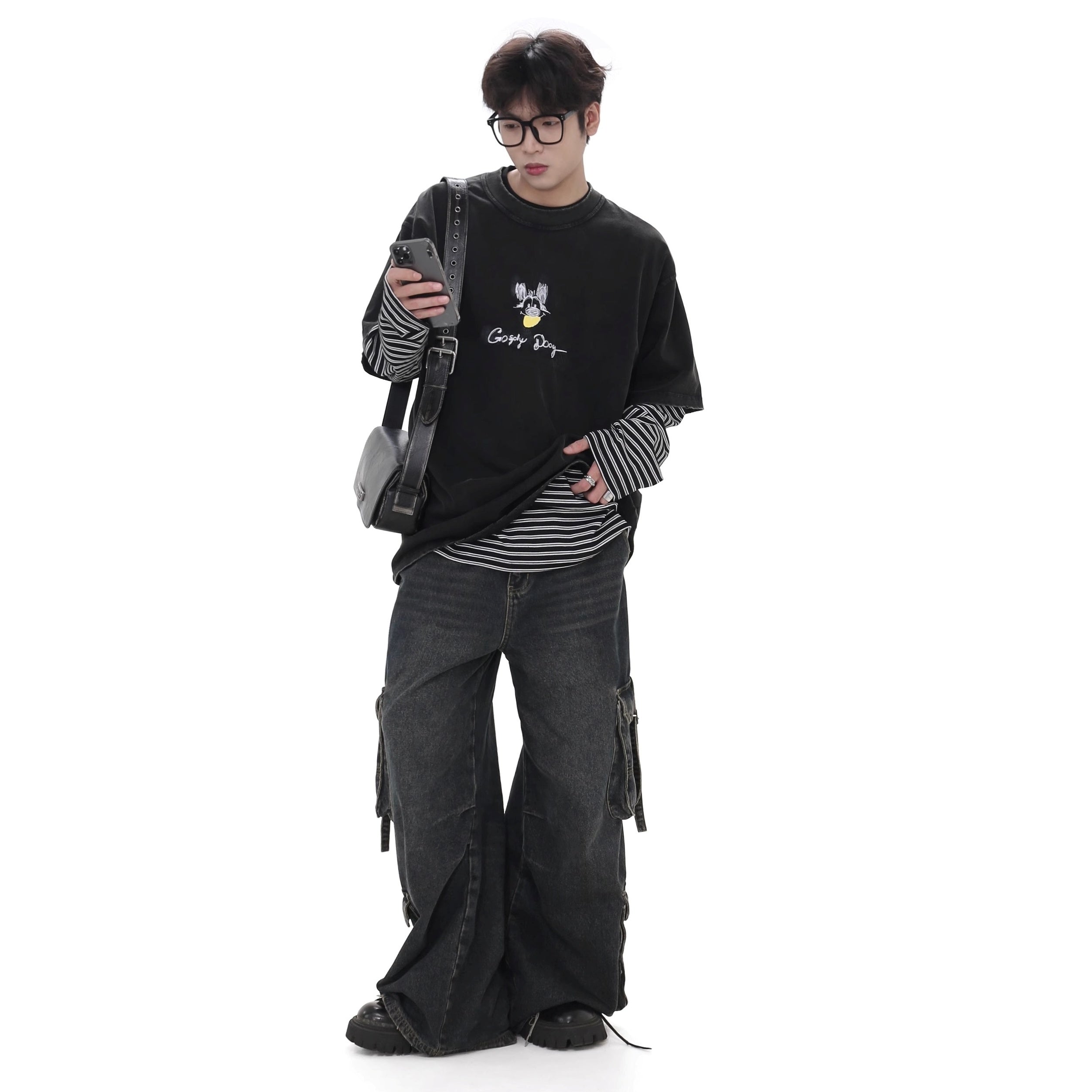 Washed Loose Work Cargo Jeans GB7025