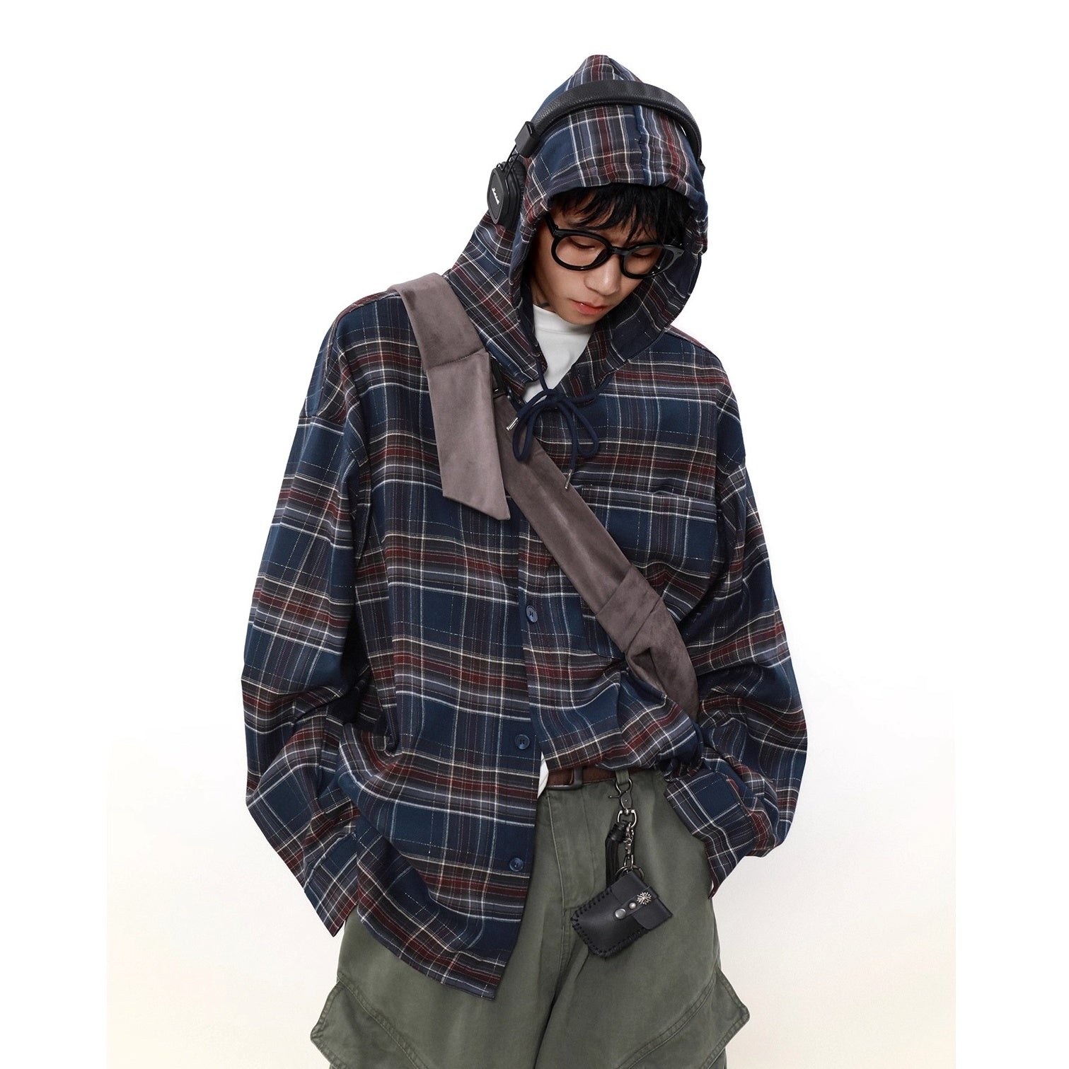 Vintage Plaid Hooded Shirt MR8024