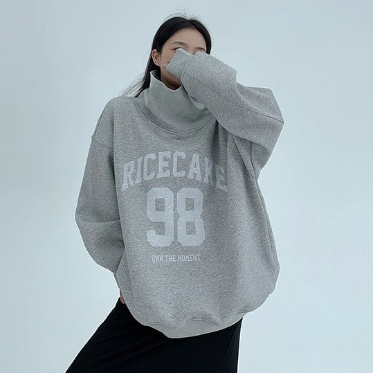 Turtleneck Number Logo Oversize Sweat OS2069