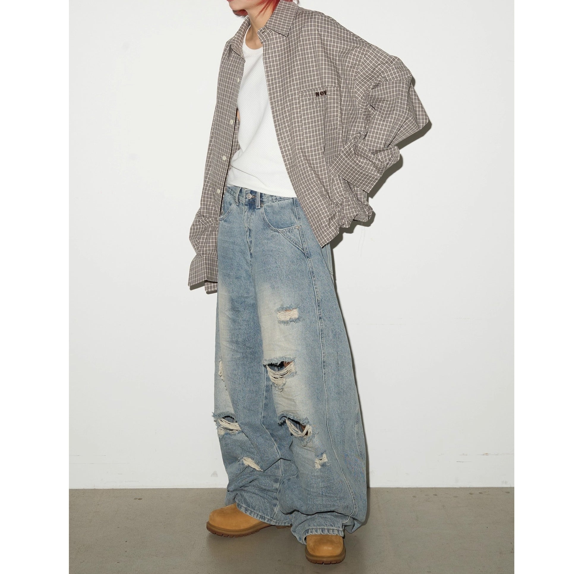 Crushed Cutle Ripped Curve Jeans MN9004