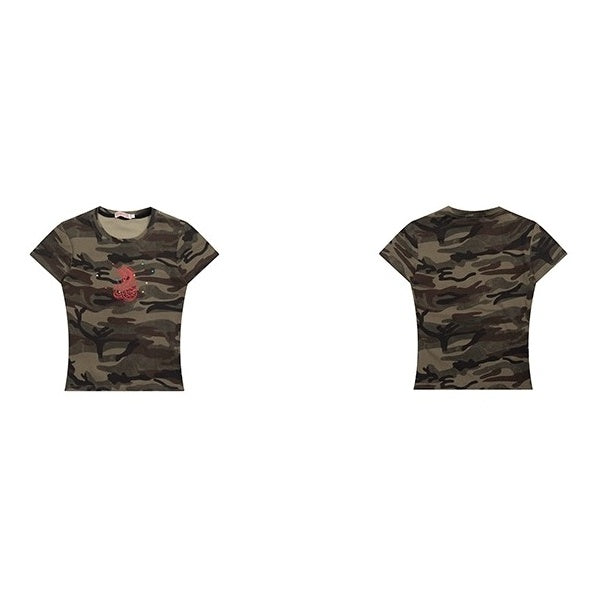 Camouflage Slim Cropped T-shirt VI2005