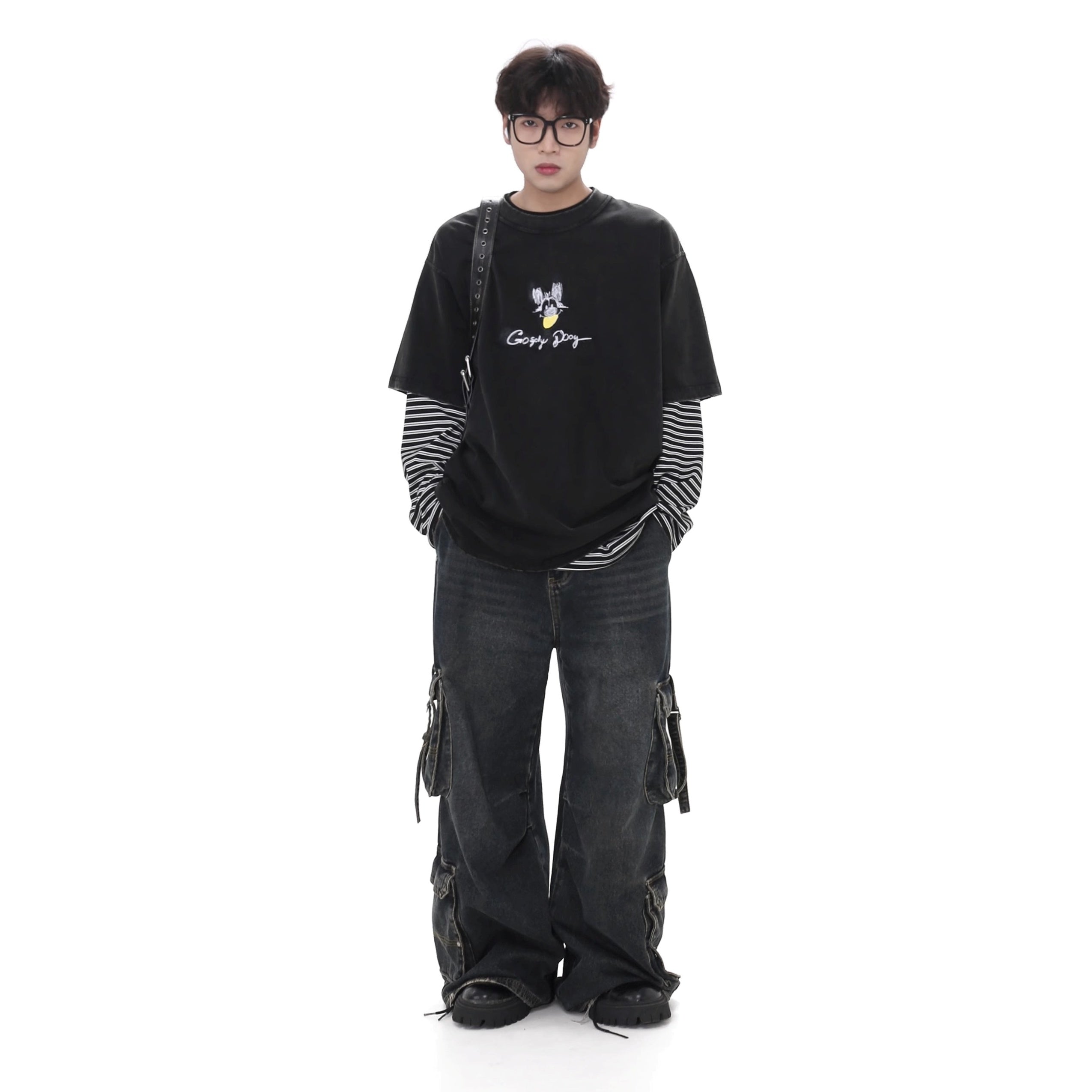 Washed Loose Work Cargo Jeans GB7025