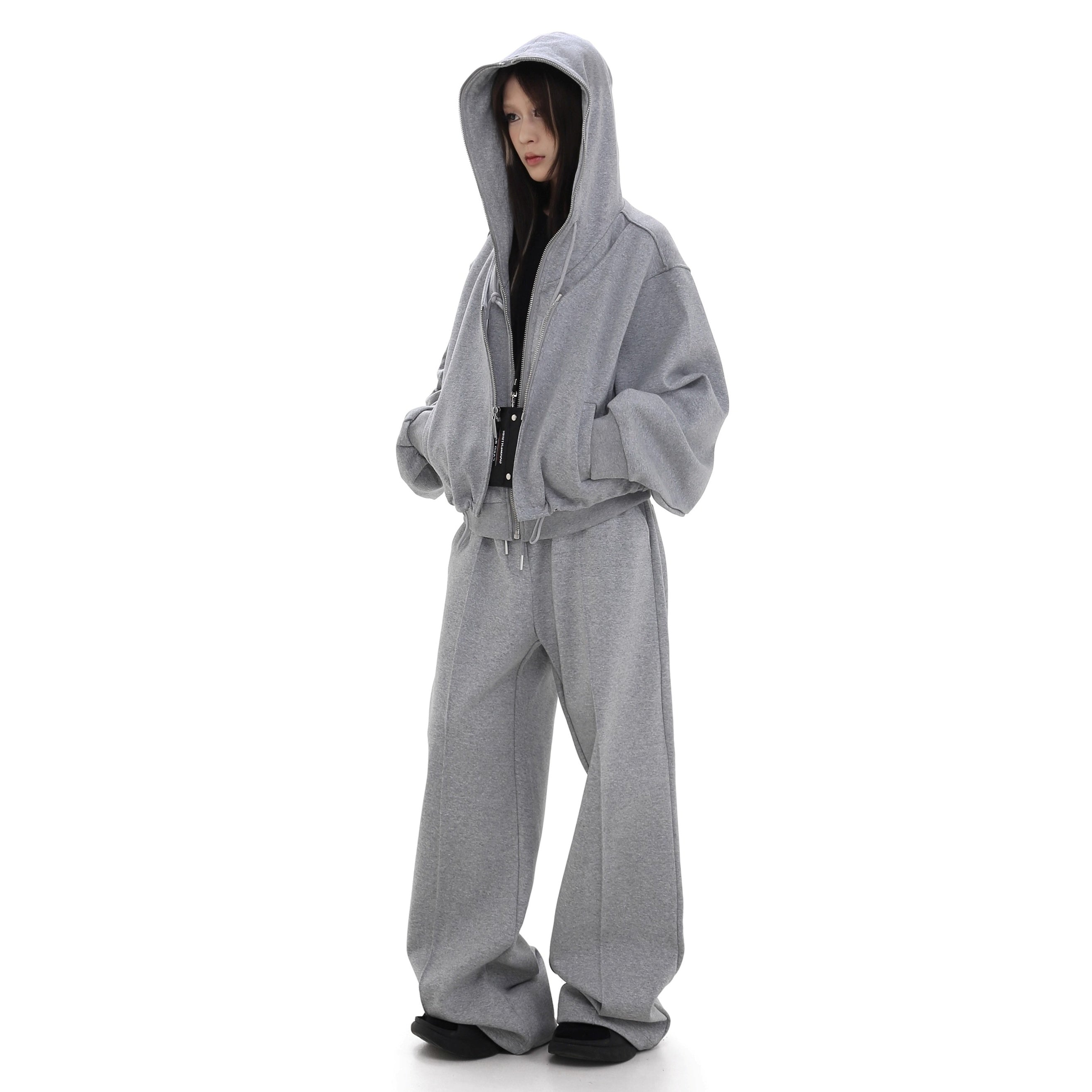 Full Zip Layered Design Hooded Parka GB7036