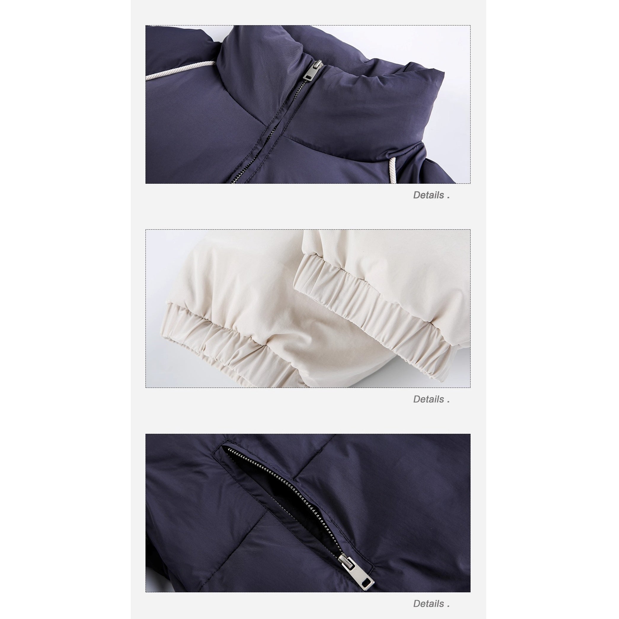 Contrasting Line Stand Collar Basic Jacket EZ298