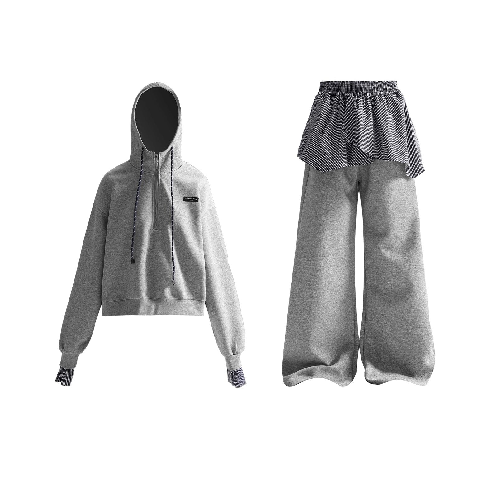 【上下別売り】Shirt Stitch Hoodie & Wide-Leg Sweat Pants Set-up AC7161