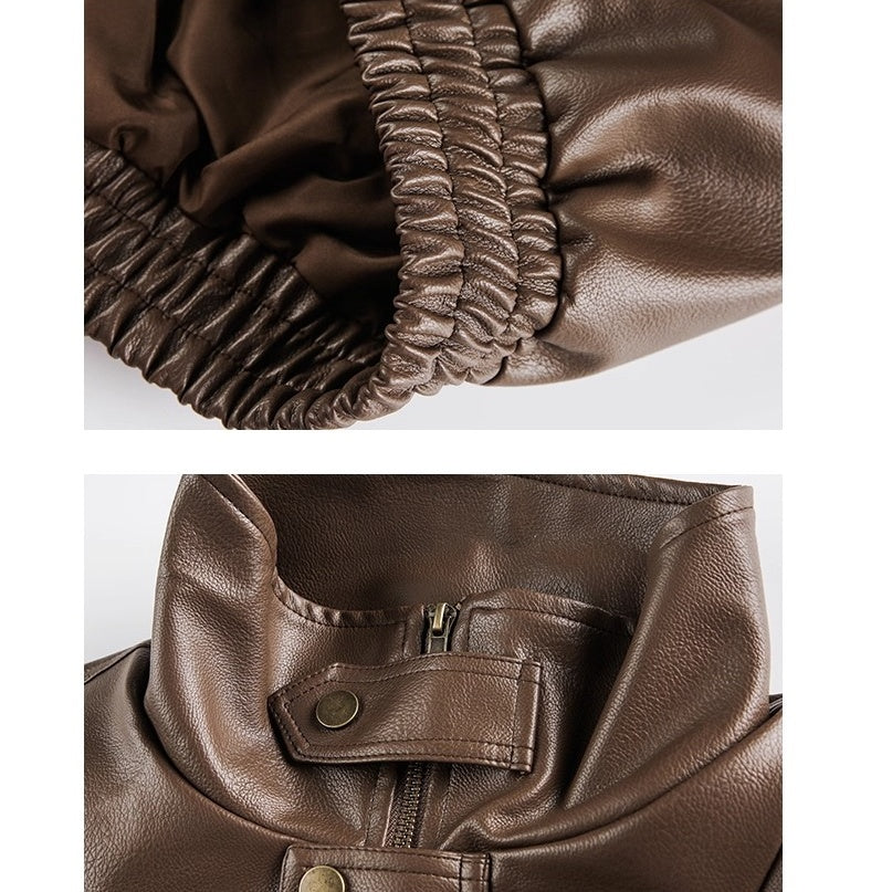 PU Leather Wide Silhouette Biker Jacket OS2024
