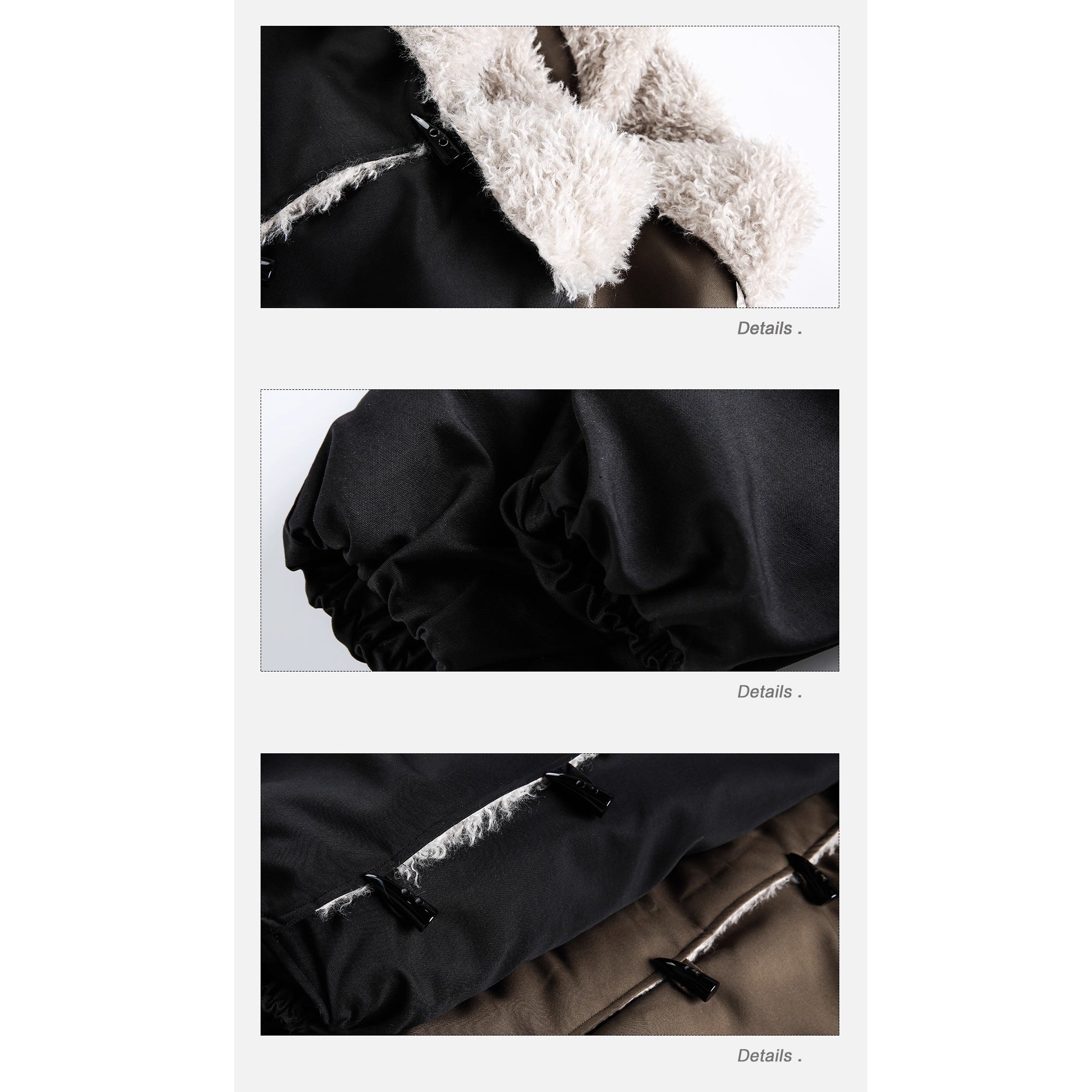 Fluffy Contrast Horn Button Jacket EZ290