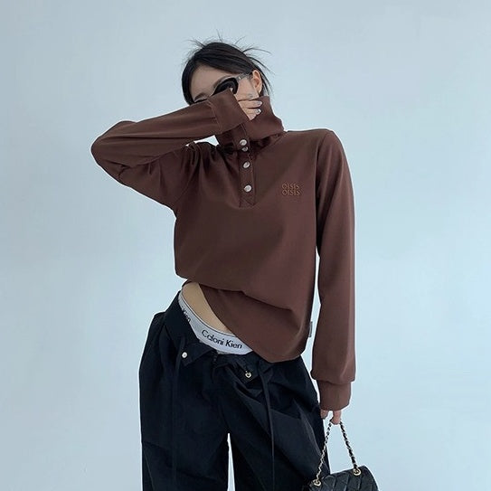 2Way High-Neck Slim Long Sleeve Cutsew OS2038