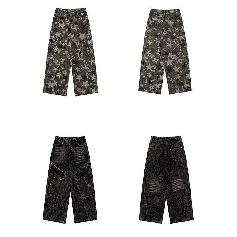 Slant Zip Pocket Wide-leg Cargo Pants VI2012