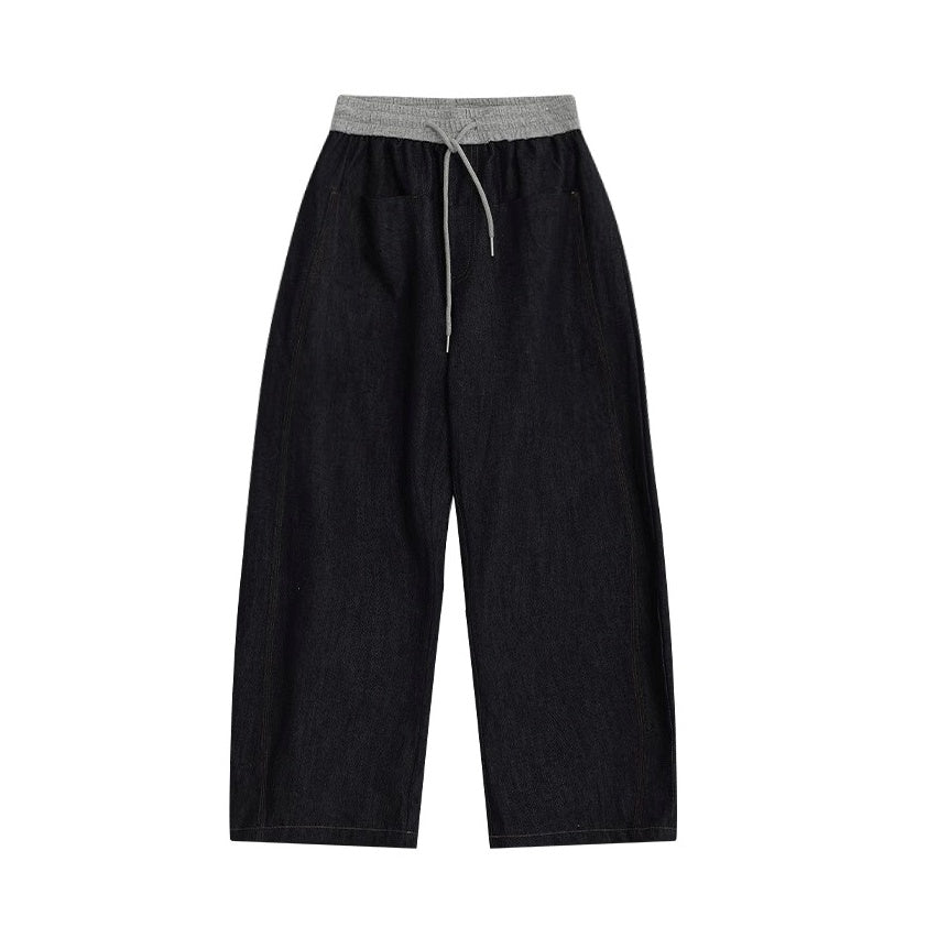 Panelled Elasticated Waistband Loose Curve Jeans AC7121
