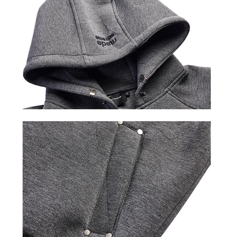Switching Design Loose Zip Hooded Jacket OS2031