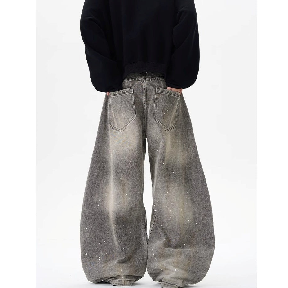 Retro Wash Ink Splash Curve Jeans MW10205