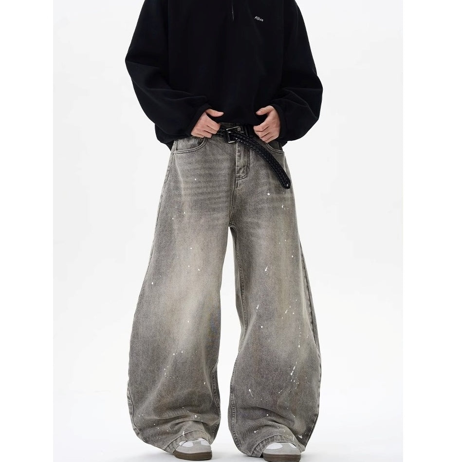 Retro Wash Ink Splash Curve Jeans MW10205