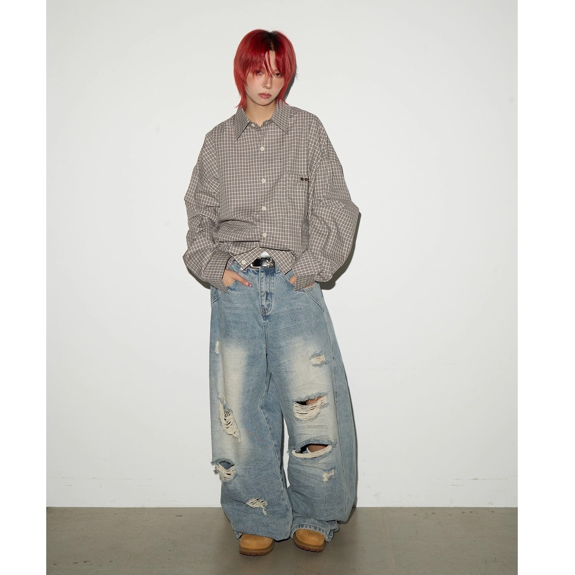 Crushed Cutle Ripped Curve Jeans MN9004