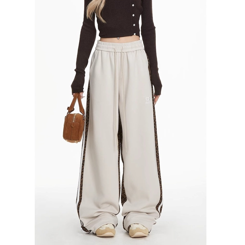 Side Line Leopard Print Panel Sweat Pants MW10280