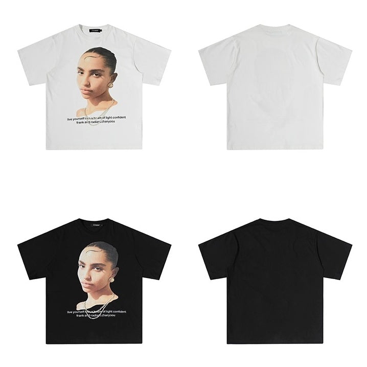 Pearl Bead Portrait Loose T-shirt OS2012