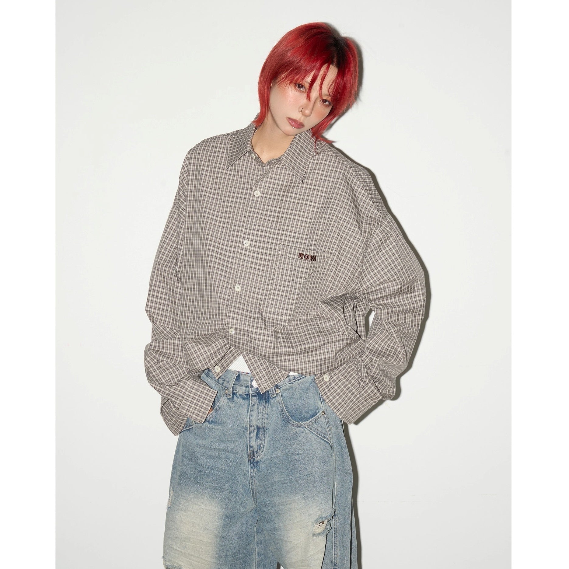 Retro Plaid Cropped Shirt Jacket MN9005