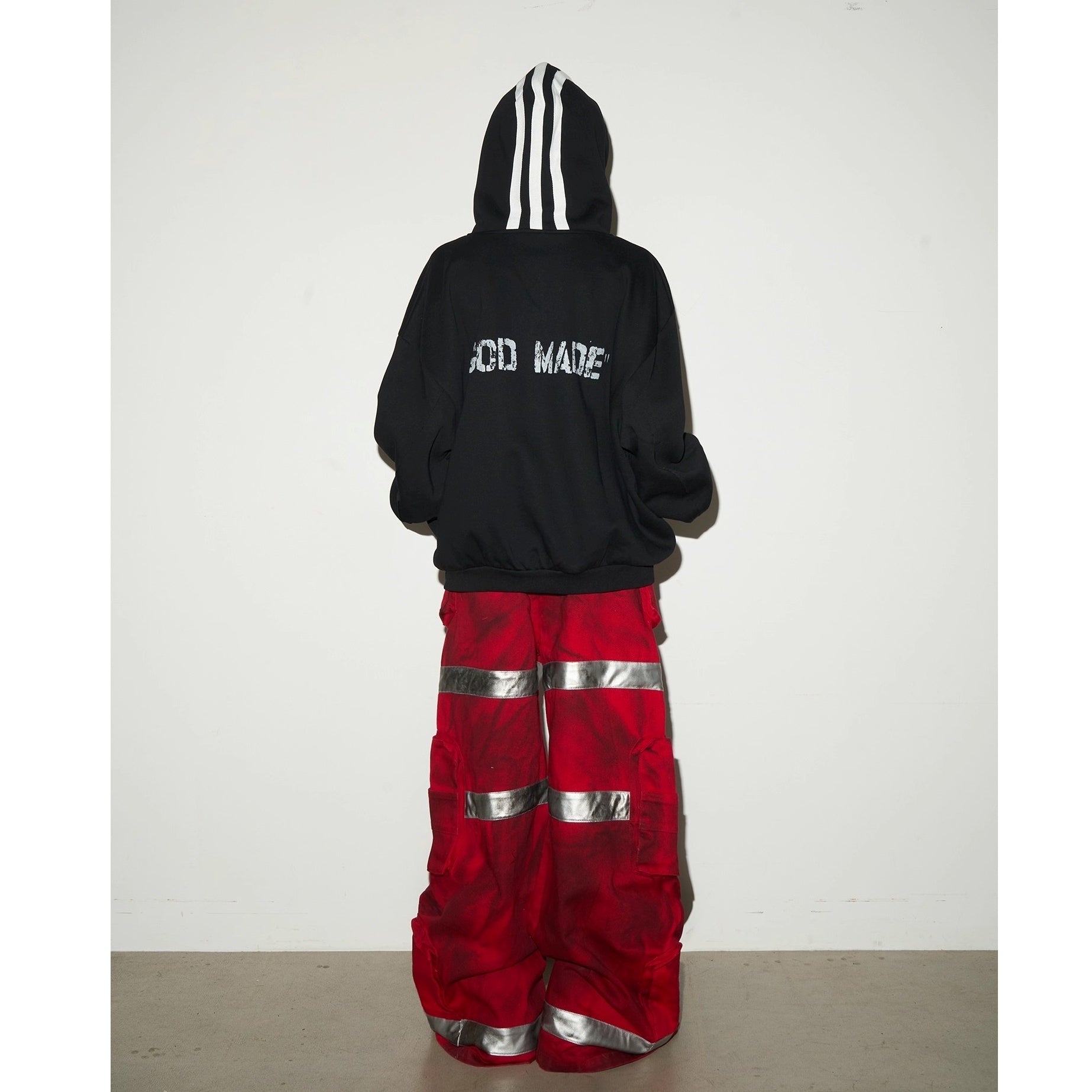 Dark Stained Dyeing Color-blocked Wide Fire Pants MN9029
