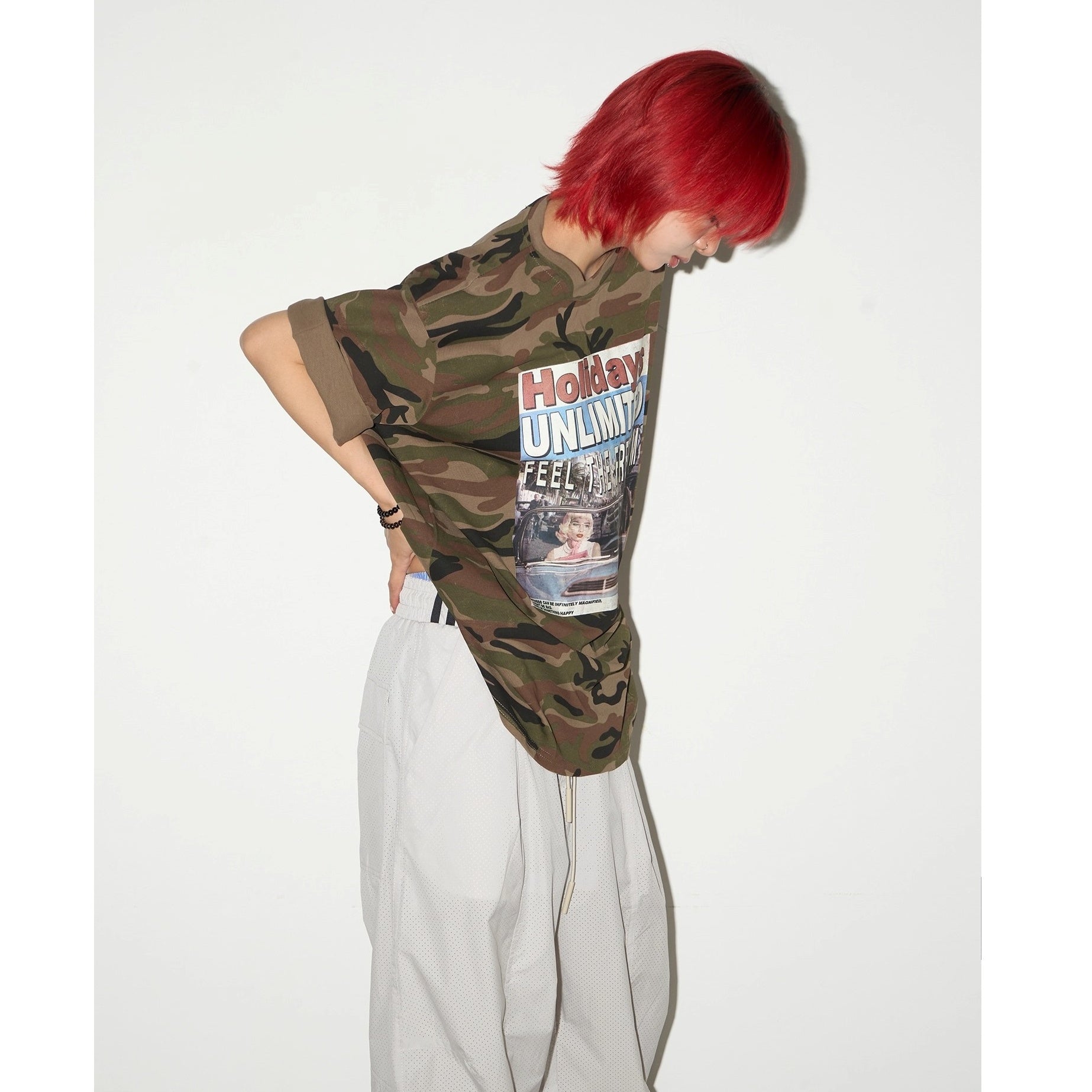 Graffiti Camouflage Letter Print T-shirt MN9023