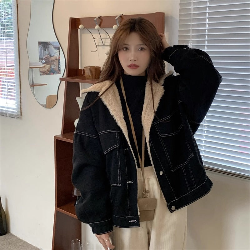 Fur Collar Loose Denim Jacket MW10296