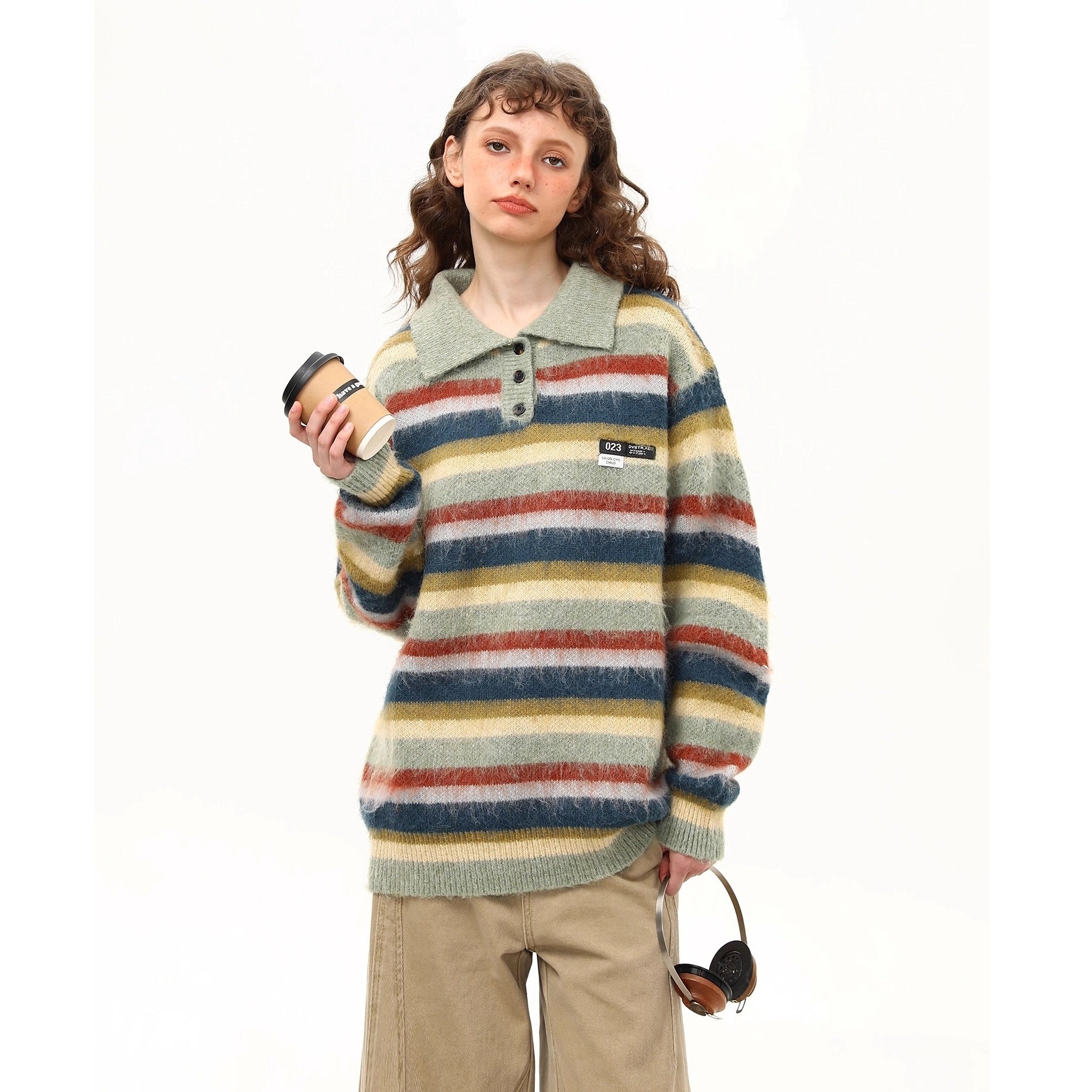 Polo Collar Multi Border Sweater MW10252