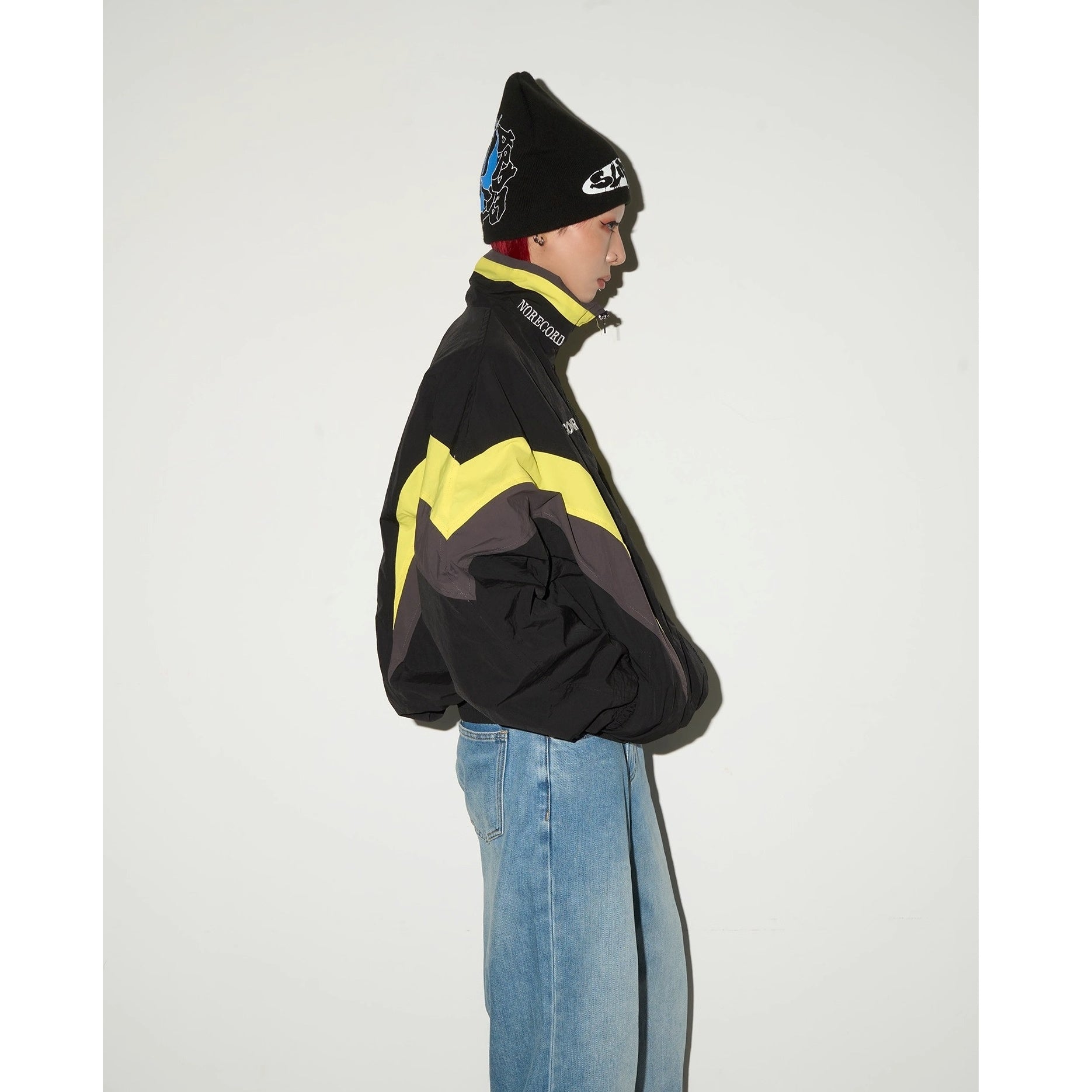 Stand Collar Contrasting Zip Jacket MN9044